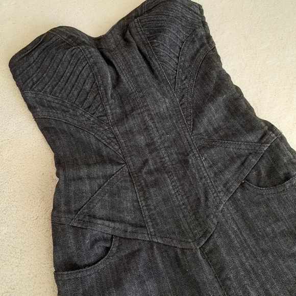 Strapless Sweetheart Neckline Denim Jumpsuit - Picture 7 of 13